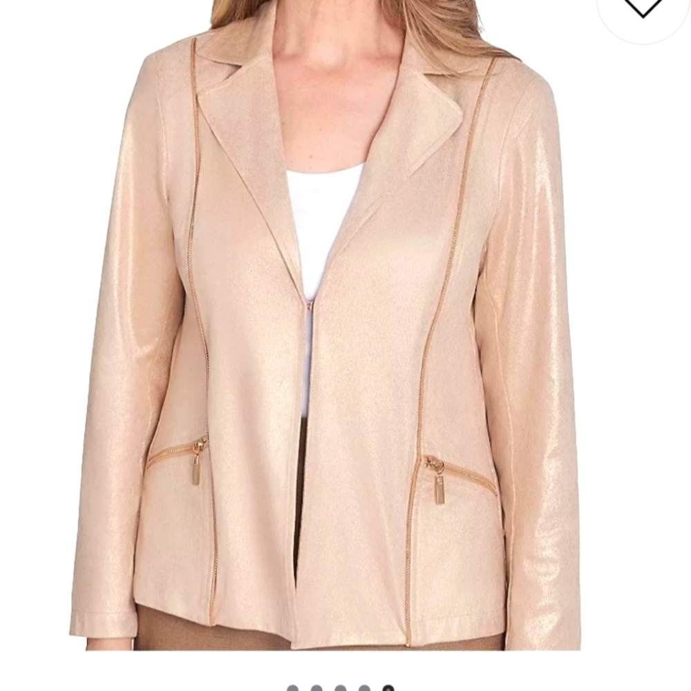 Alfred Dunner Women's Faux Leather Gold Shimmer Jacket